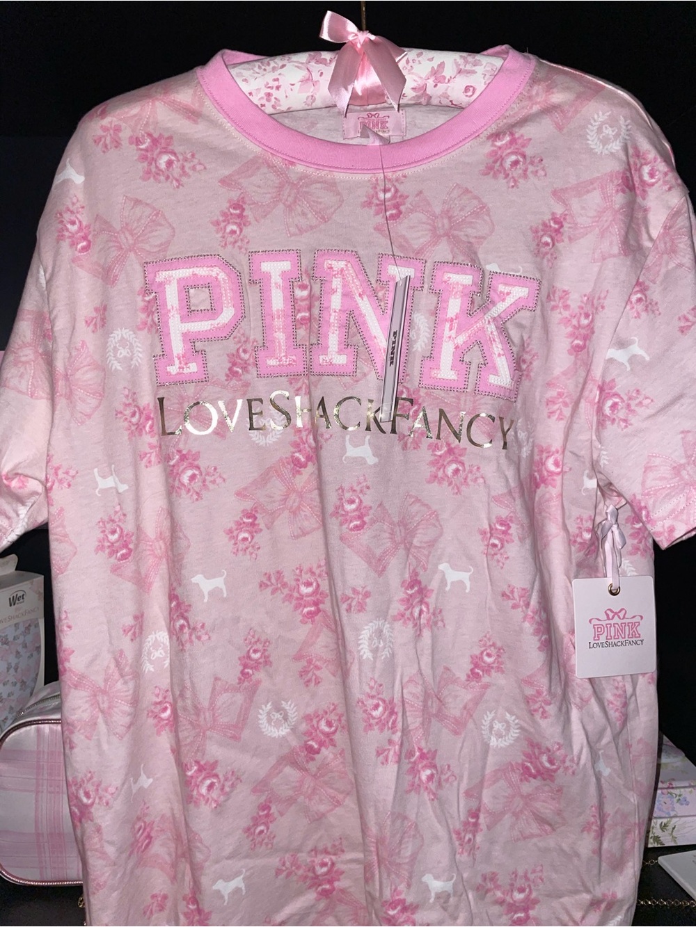 PINK X LoveShackFancy S campus pink Beaux Icons tee
